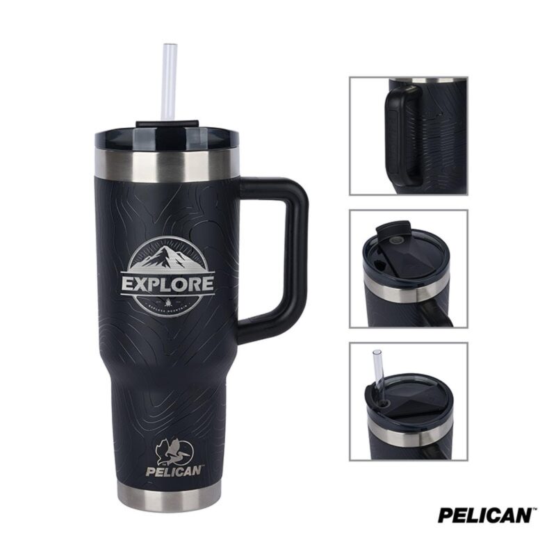Pelican-Porter-40-oz-Topographical-Recycled-Double-Wall-Stainless-Steel-Travel-Tumbler-PL1014 Pelican Porter 40 oz. Topographical Recycled Double Wall Stainless Steel Travel Tumbler